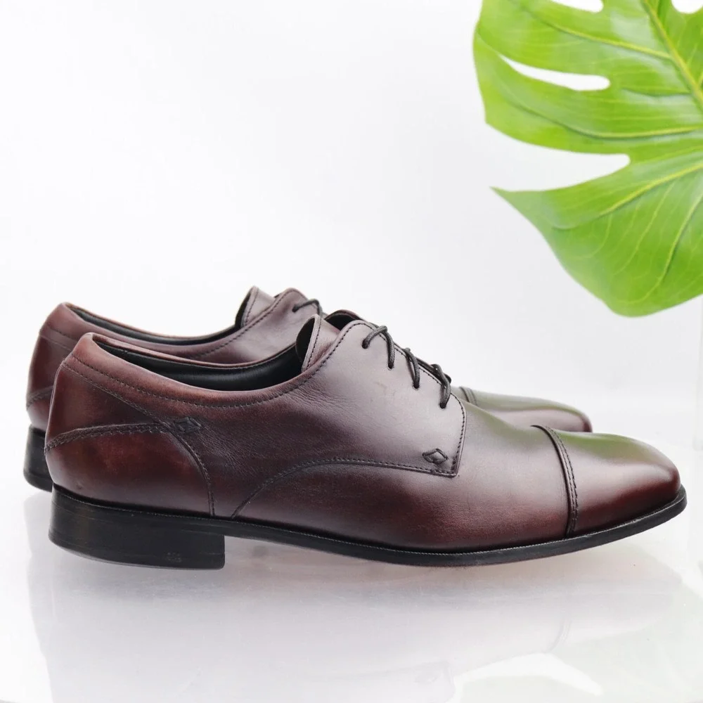 Florsheim Shoes Mens Welles Oxford Size 10.5 D Brown Leather Cap Toe Derby Dress